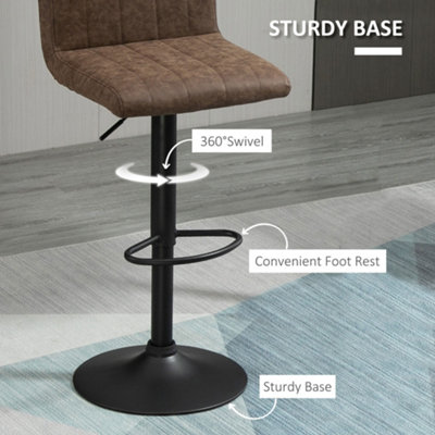 HOMCOM Barstools Set of 2 Adjustable Height Bar Chairs with