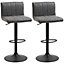HOMCOM Barstools Set of 2 Adjustable Height Bar Chairs with Footrest, Grey