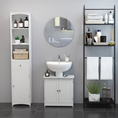 kleankin Vanity Base Cabinet, Under-Sink Bathroom Cabinet Storage with  U-Shape Cut-Out, White and Grey - On Sale - Bed Bath & Beyond - 33701839