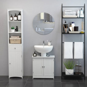 HOMCOM Basin Sink Vanity Cabinet Toilet Bathroom Shelf Door Storage