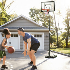 HOMCOM Basketball Hoop Freestanding 255-305cm Height Adjustable Stand w/ Wheels