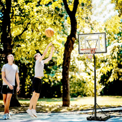 HOMCOM Basketball Hoop Freestanding 255-305cm Height Adjustable Stand w ...