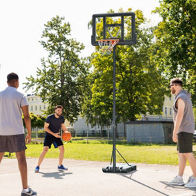 HOMCOM Basketball Stand 160-305cm Adjustable Basketball Hoop w/ Moving Wheels