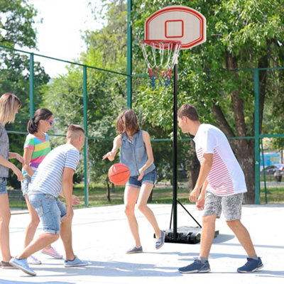 HOMCOM Basketball Stand 175-215cm Adjustable Height Sturdy Hoop w/ Wheels Base