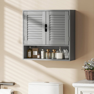 Picture of HOMCOM BATHROOM CABINET, WALL MOUNTED CABINET WITH ADJUSTABLE SHELVES, GREY