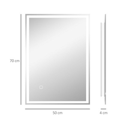 HOMCOM Bathroom Illuminated Mirror with 3 Colour LED Lights Defogging Film