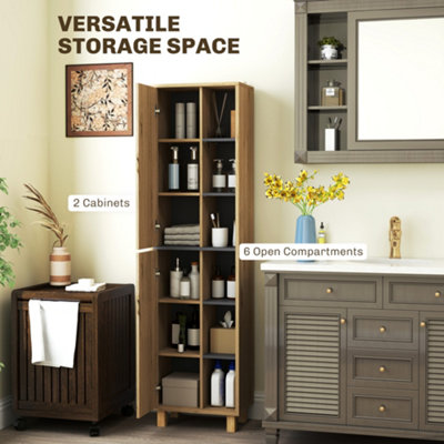 HOMCOM Bathroom Storage Unit with 6 Open Compartments and 6 Shelves