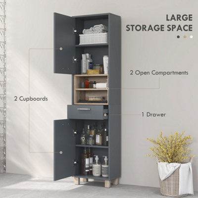 HOMCOM Bathroom Storage Unit with Open Shelves and Drawer