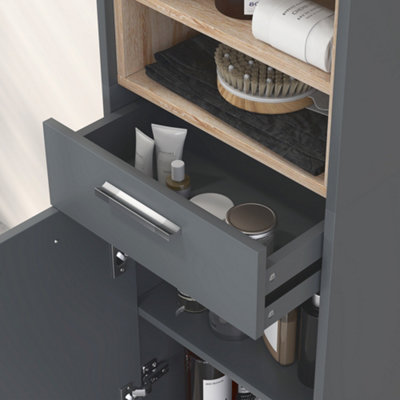 HOMCOM Bathroom Storage Unit with Open Shelves and Drawer
