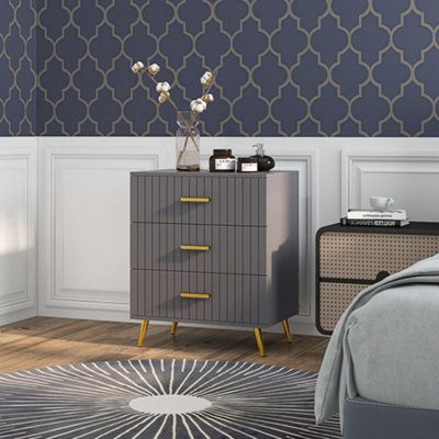 HOMCOM Modern Chest of Drawers 4 Drawer Dresser for Bedroom with Gold Legs and Handles, Black