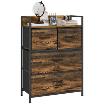 Plastic Bedroom Dressers & Chests Of Drawers HOMCOM 4 Drawer Dresser With  Shelf - Black Industrial Style Chest Of Drawers 4 Drawer Dresser Black