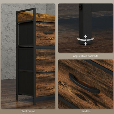 HOMCOM Bedroom Chest of Drawers 4 Drawer Dresser w/ Shelf, Rustic Brown