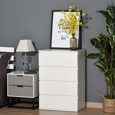 HOMCOM Bedroom Chest of Drawers, High Gloss 4 Drawers Dresser, White