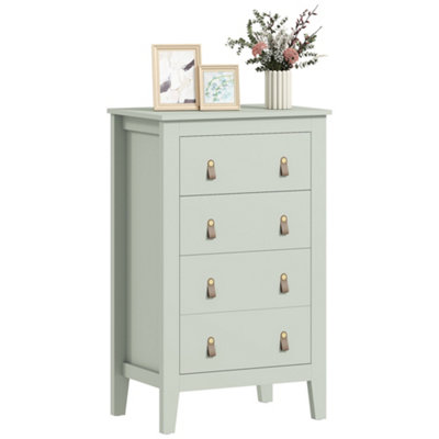 HOMCOM Bedroom Chest of Drawers, Modern 4 Drawer Dresser, Green
