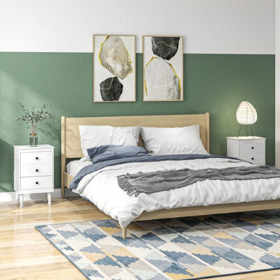 HOMCOM Bedside Table Set of 2, Bedside Cabinet w/ 3 Drawers, Modern ...