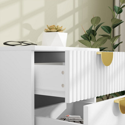 HOMCOM Bedside Table with 2 Drawers, Modern Side Table, White