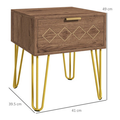 Bedside Table with Drawer, Gold Metal Legs for Living Room Bedroom — free download