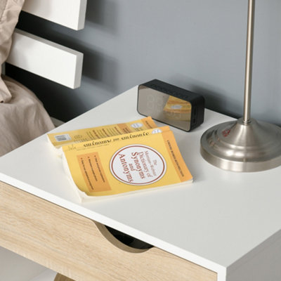 HOMCOM Bedside Table with Drawer & Shelf, Nightstand, End Table for Bedroom
