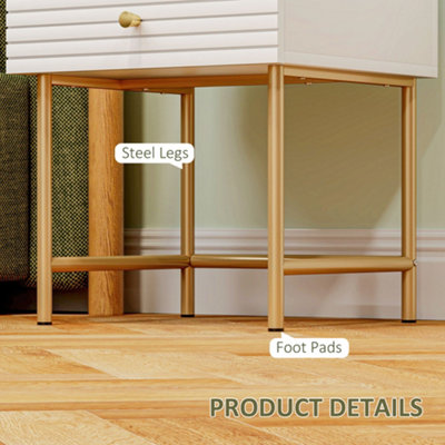 HOMCOM Bedside Tables Set of 2 with 2 Drawers for Bedroom, White