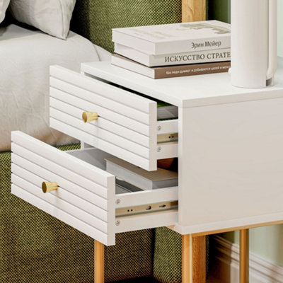 HOMCOM Bedside Tables Set of 2 with 2 Drawers for Bedroom, White