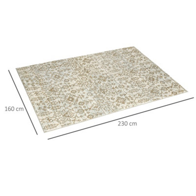 HOMCOM Beige Rug Floral Pattern Carpet for Living Room, Bedroom, 230 x  160cm