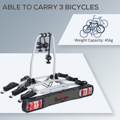 HOMCOM Bicycle Carrier Rear-mounted 3 Bike Carrier Car Rack