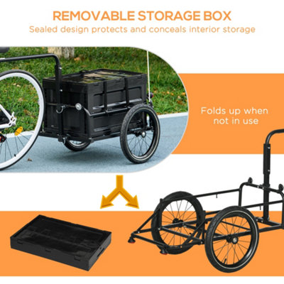 HOMCOM Bicycle Trailer with Foldable Storage Box and Pneumatic Tyres, Black