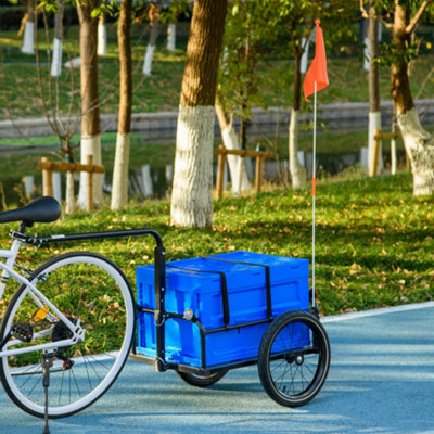 HOMCOM Bicycle Trailer with Foldable Storage Box and Pneumatic Tyres Blue