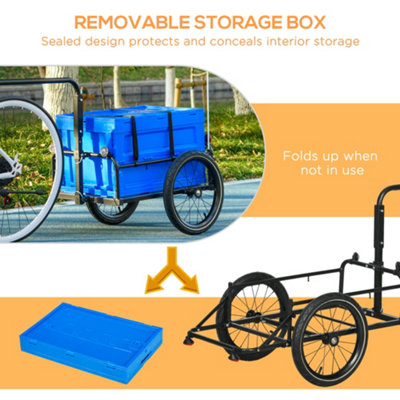 HOMCOM Bicycle Trailer with Foldable Storage Box and Pneumatic Tyres Blue