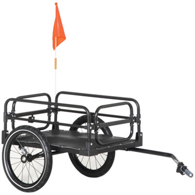 HOMCOM Bike Trailer Wagon Bicycle Cargo Trailer w Suspension 2 Wheels Black
