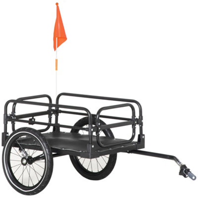 HOMCOM Bike Trailer Wagon Bicycle Cargo Trailer w/ Suspension, 2 Wheels, Black