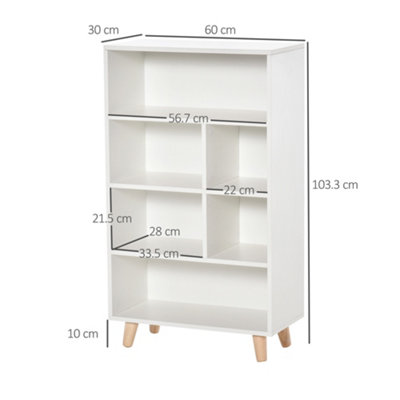HOMCOM Bookcase Modern Bookshelf Display Cabinet with Cube for Home Office