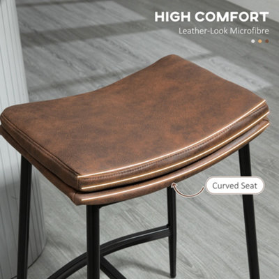 thumbnail image 2 of HOMCOM Upholstered Breakfast Bar Stools Set Of 2 – Industrial Brown Microfibre 2 of 5
