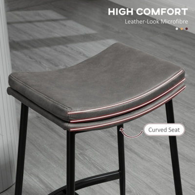 HOMCOM 28 Swivel Bar Height Bar Stools Set Of 2, Armless Upholstered Barstools Chairs With Nailhead Trim And Wood Legs Brown