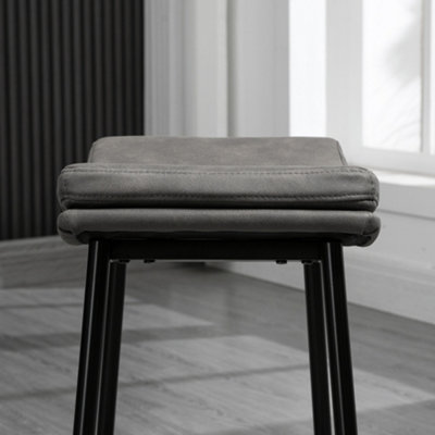 HOMCOM Set of 2 Bar Stools with Backrest and Footrest, Upholstered Seat in Fabri