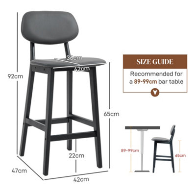 thumbnail image 2 of HOMCOM Upholstered Breakfast Bar Stools Set Of 2 – Industrial Brown Microfibre 2 of 5