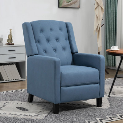 HOMCOM Button Tufted Microfibre Cloth Recliner Armchair for Living Room, Blue