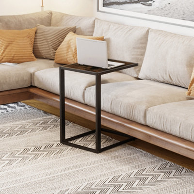 HOMCOM C-Shape Side End Table w/ Steel Frame Wide Base for Living Room ...