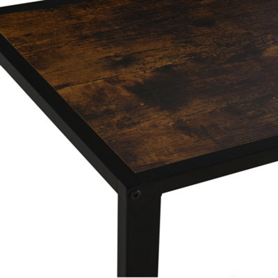 HOMCOM C-Shape Side End Table w/ Steel Frame Wide Base for Living Room Brown