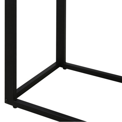 HOMCOM C-Shape Side End Table w/ Steel Frame Wide Base for Living Room Brown