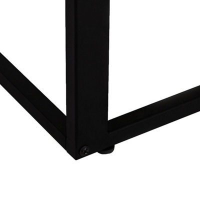 HOMCOM C-Shape Side End Table w/ Steel Frame Wide Base for Living Room Walnut