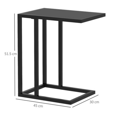 HOMCOM C Shape Side Table w/ Wood-Effect Top, Black
