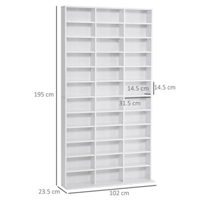 HOMCOM CD DVD Media Storage Shelves Display Shelf Racks Wooden Frame White