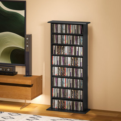 HOMCOM CD Storage Unit DVD Tower Blu-ray Storage Shelf for Living Room Black