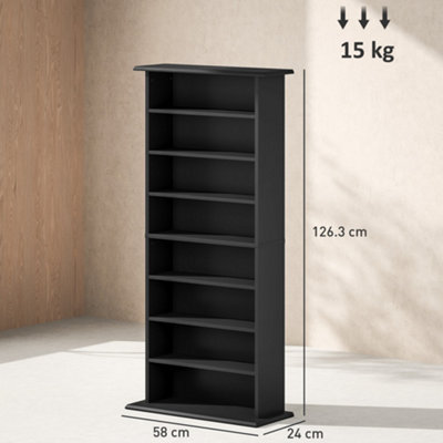 HOMCOM CD Storage Unit DVD Tower Blu-ray Storage Shelf for Living Room Black