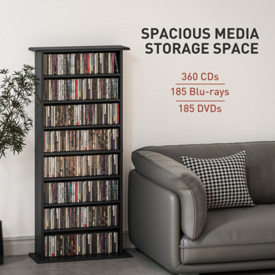 HOMCOM CD Storage Unit DVD Tower Blu-ray Storage Shelf for Living Room Black