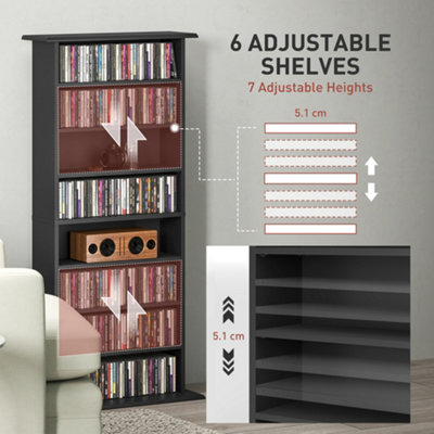 HOMCOM CD Storage Unit DVD Tower Blu-ray Storage Shelf for Living Room Black