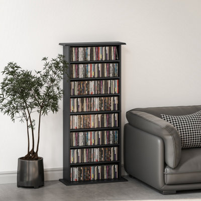 HOMCOM CD Storage Unit DVD Tower Blu-ray Storage Shelf for Living Room Black