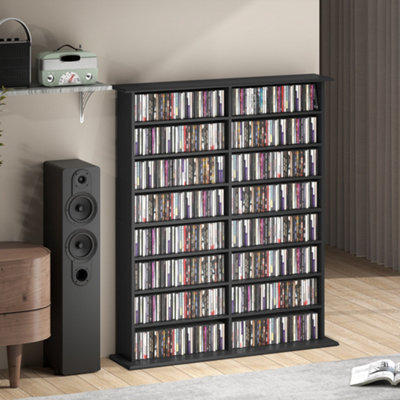 HOMCOM CD Storage Unit DVD Tower Blu-ray Storage Shelf for Office, Black
