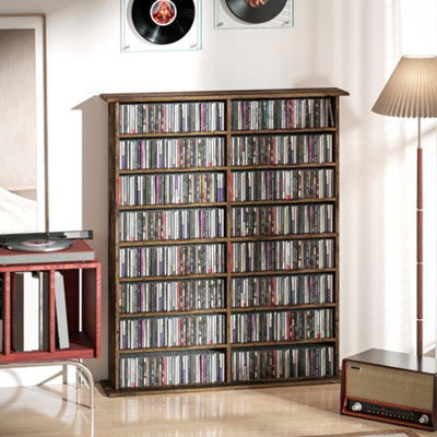 HOMCOM CD Storage Unit DVD Tower Blu-ray Storage Shelf for Office, Brown